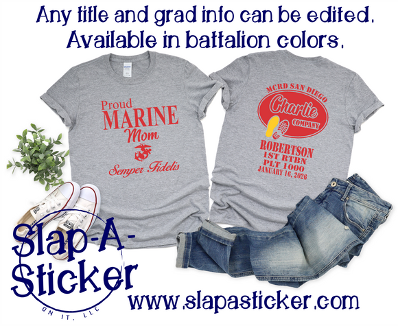 1-16-26 CHARLIE CO - USMC - MCRD SAN DIEGO - PRE-DESIGNED SHIRTS (F-10 B-448) - ALL ORDERS SHIP 3 WEEKS FROM ORDER DATE