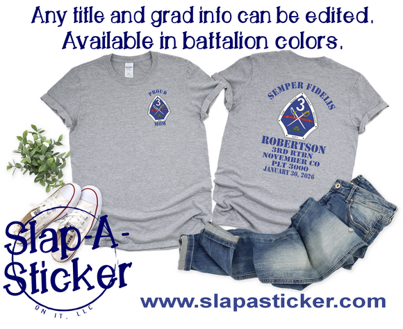 1-30-26 NOVEMBER CO - USMC - MCRD PARRIS ISLAND - PRE-DESIGNED SHIRTS (L-2001 B-2002) - ALL ORDERS SHIP 3 WEEKS FROM ORDER DATE