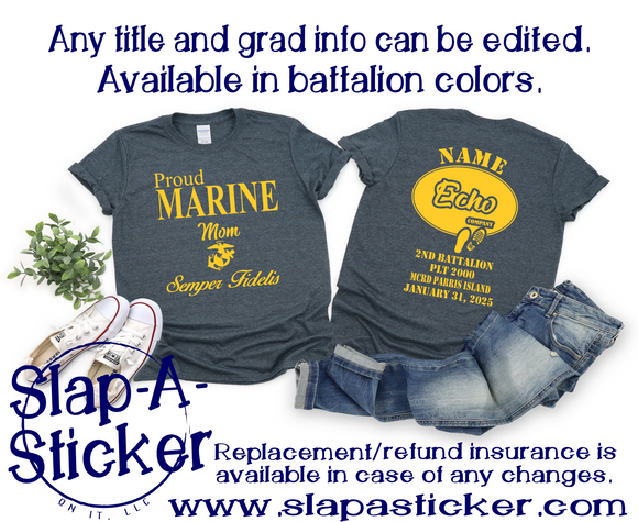 ECHO Company Grad Shirt Pre-Designed (F-10 B-448) - USMC PARRIS ISLAND OR SAN DIEGO (Insured against grad date changes)