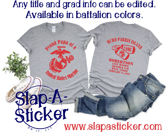 2-13-26 ALPHA CO - USMC - MCRD PARRIS ISLAND - PRE-DESIGNED SHIRTS (F-9 B-318)   - ALL ORDERS SHIP 3 WEEKS FROM ORDER DATE