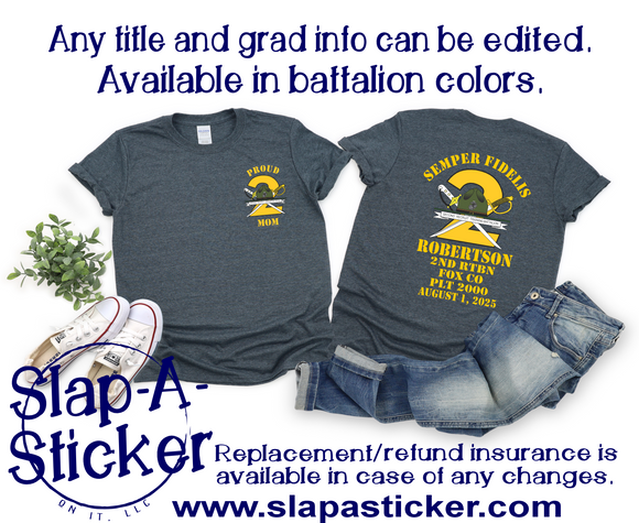 8-1-25 Grad Date - FOX Company USMC MCRD PARRIS ISLAND  - Grad Shirt Pre-Designed (L-2001 B-2002) This shirt is guaranteed in time for graduation if ordered by 6/25/25.  After that date we try our best, but will not guarantee.