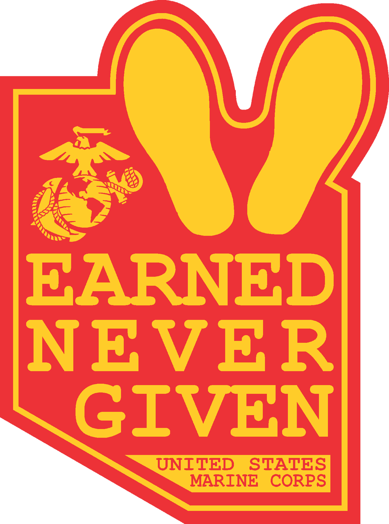 Car Sticker- USMC Earned Never Given Footprints EGA
