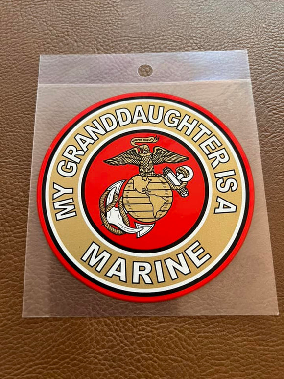 Car Sticker- USMC - My Granddaughter is a Marine