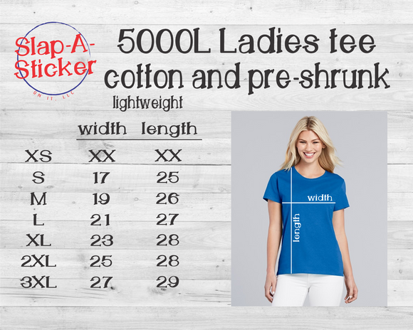 5000L Ladies Tee - DESIGN YOUR OWN - Includes 2 designs of your choice! - INSURED AGAINST GRAD DATE CHANGES (Copy)