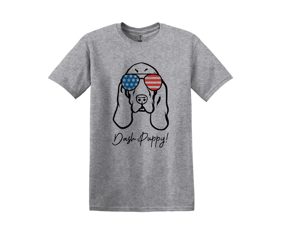 Design a TEE with ME - Patriotic Basset Hound FREE PERSONALIZATION - Comfort Colors or Gildan