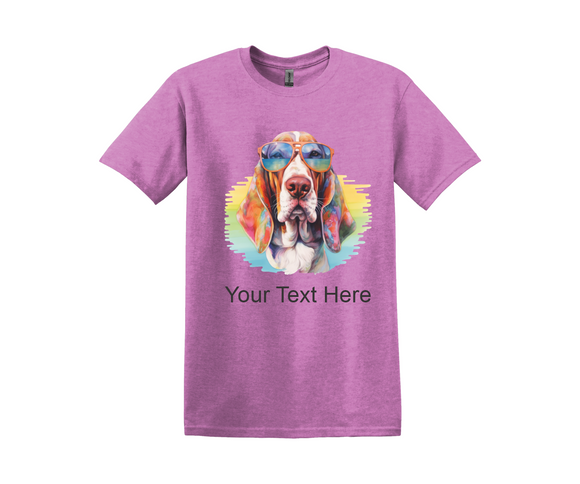 Design a TEE with ME - Watercolor Basset Hound FREE PERSONALIZATION - Comfort Colors or Gildan