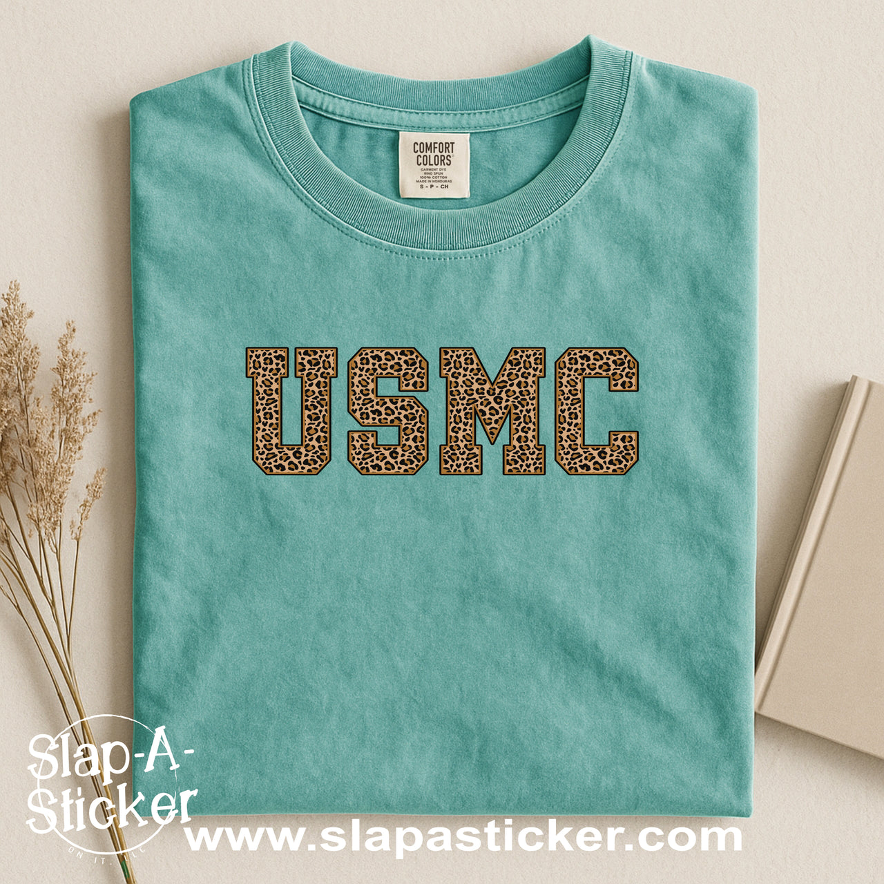 CHEETAH TEXT - SLAP-A-STICKER ON IT - COMFORT COLORS -  1717 TEE