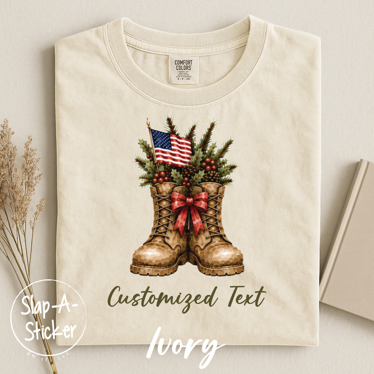 USMC - DESIGN# CHRISTMAS 2026 - 2  - SLAP-A-STICKER ON IT - COMFORT COLORS -  1717 TEE