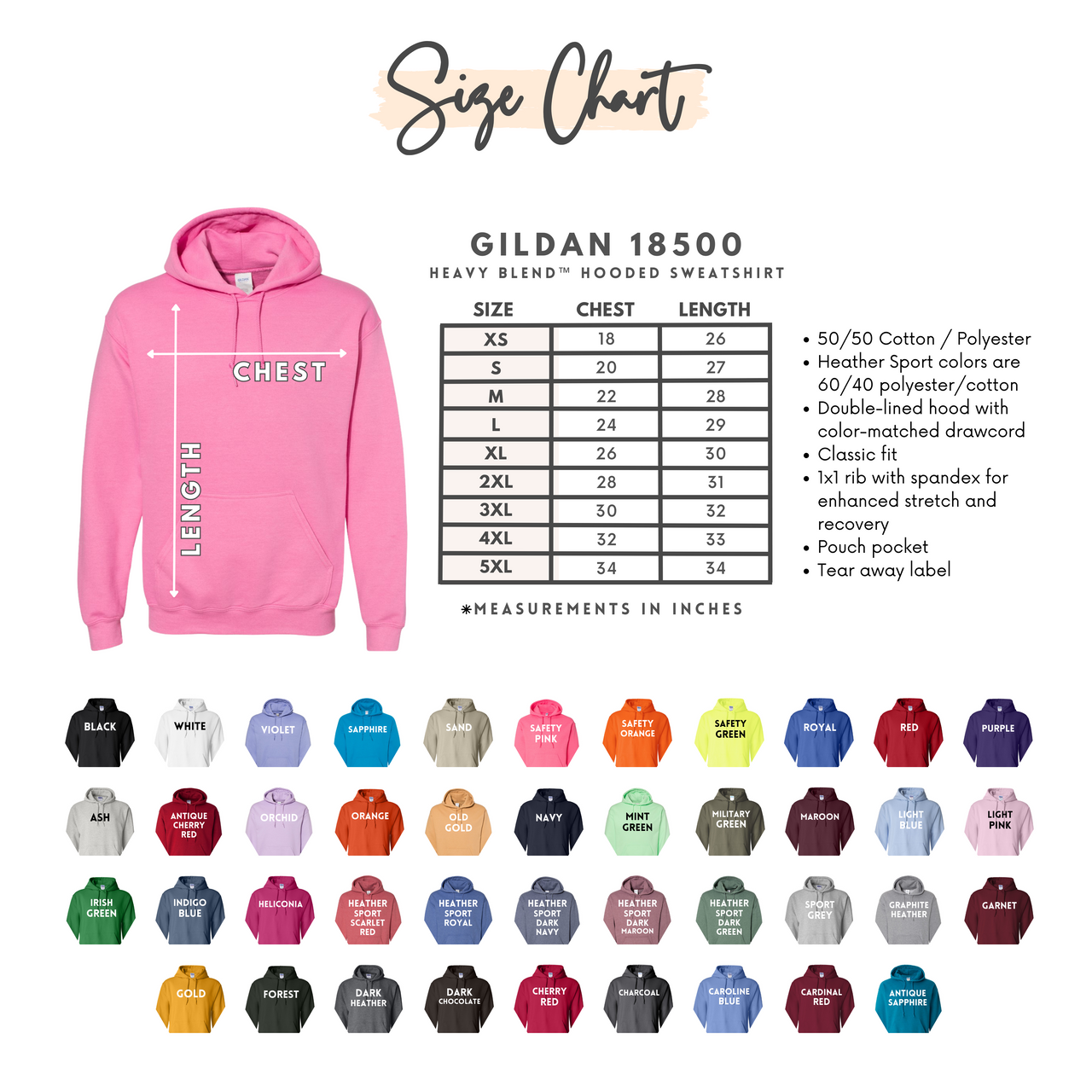GILDAN 18500 Unisex HOODED SWEATSHIRT HOODIE - BUILD YOUR OWN SHIRT