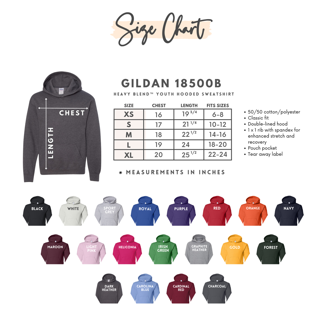 GILDAN 18500B Youth Hooded Sweatshirt Hoodie - BUILD YOUR OWN SHIRT