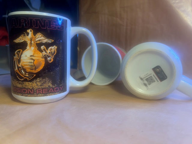 Coffee Mug Heavy Ceramic 15 oz - USMC - "Mission Ready"