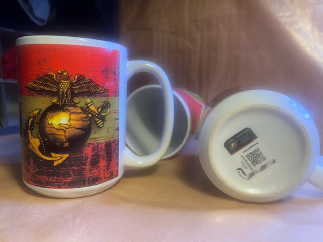 Coffee Mug Heavy Ceramic 15 oz - USMC - "Veteran"