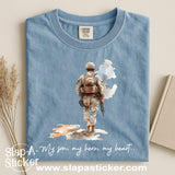 MY SON, MY HERO, MY HEART - SLAP-A-STICKER ON IT - COMFORT COLORS -  1717 TEE