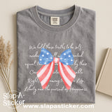 PATRIOTIC BOW - SLAP-A-STICKER ON IT - COMFORT COLORS -  1717 TEE