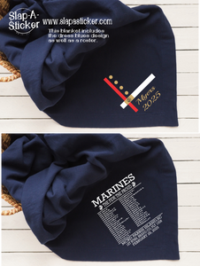 USMC Dress Blues Themed Roster Blanket - PLEASE DO NOT ORDER THIS ITEM WITH GRAD SHIRTS.  IT WILL SHIP AFTER GRADUATION.