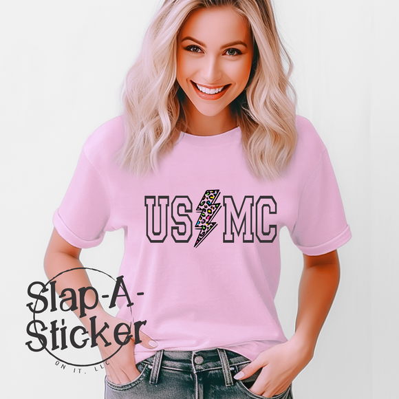 USMC WHITH LIGHTENING BOLT LIGHT PINK SHIRT