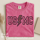 LIGHTENING BOLT USMC - SLAP-A-STICKER ON IT - COMFORT COLORS -  1717 TEE