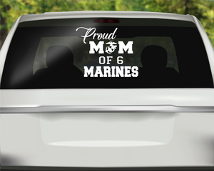 Large Car Decal - "Proud Mom of (number) Marines" 414